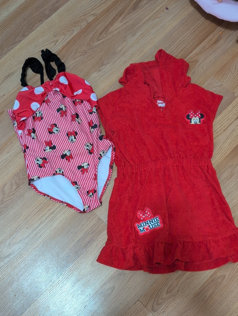 Disney Kids Red Minnie Mouse One Piece Swim + Cover-Up Set